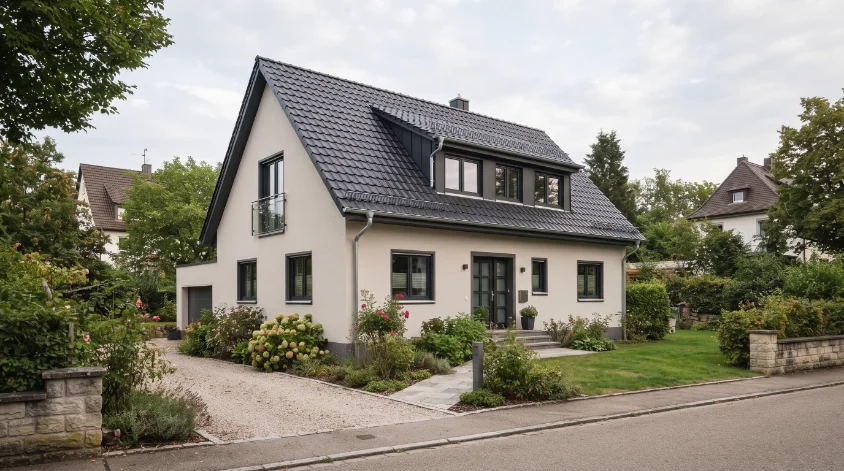 Fassade und Dach nach der Sanierung
